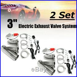 2 Set 3''76mm Electric Exhaust Valve Catback Downpipe System Remote Cutout