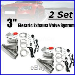 2 Set 3'' Electric Exhaust Valve Catback Downpipe System Remote Cutout E-cut