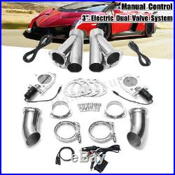 3 76mm Dual Exhaust Valve Catback Y-pipe Cutout System Switch Manual Control