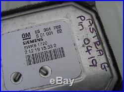 Vauxhall Astra Ecu Set 55351702 + Pin Code Opel 5wk9 1720 Z18xe 16 Valve Ecm Kit